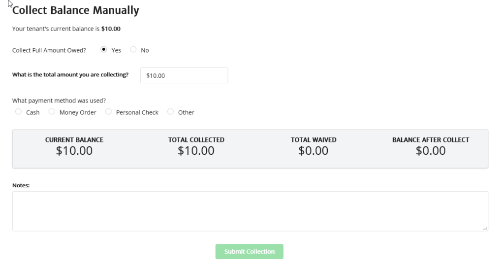 Collect full or partial rent payments