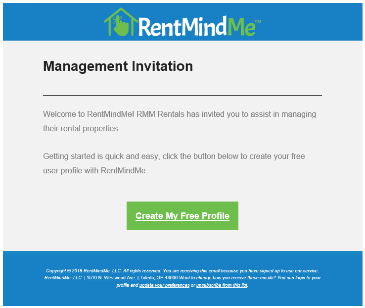 Invite your management team to RentMindMe