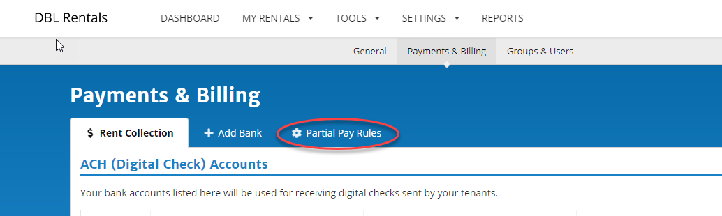 Partial Pay Rules in RentMindMe.com